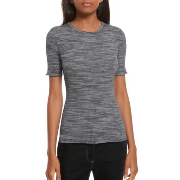 Theory Sweaters - THEORY Top Cordelina Refined Merino Wool Sweater In Deep Navy and White L